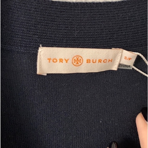 Tory Burch Long Sleeve V Neck Cardigan Merino Wool Sweater - Picture 7 of 11